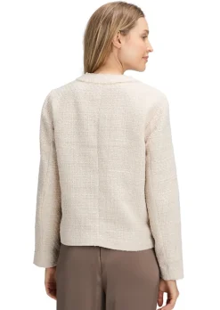 Edle Bouclé-Jacke mit Fransenkante
