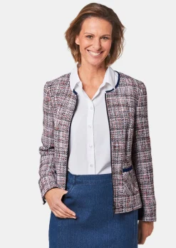 Edler Bouclé-Blazer mit Jeanspaspel