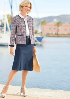 Edler Bouclé-Blazer mit Jeanspaspel