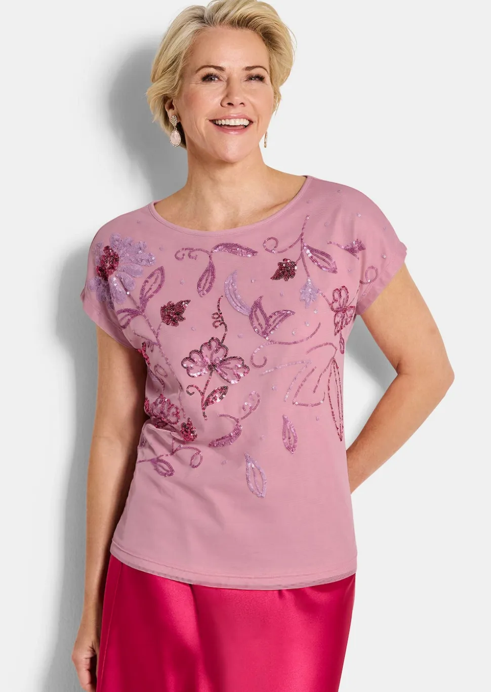 Edles Mesh-Shirt mit Pailletten