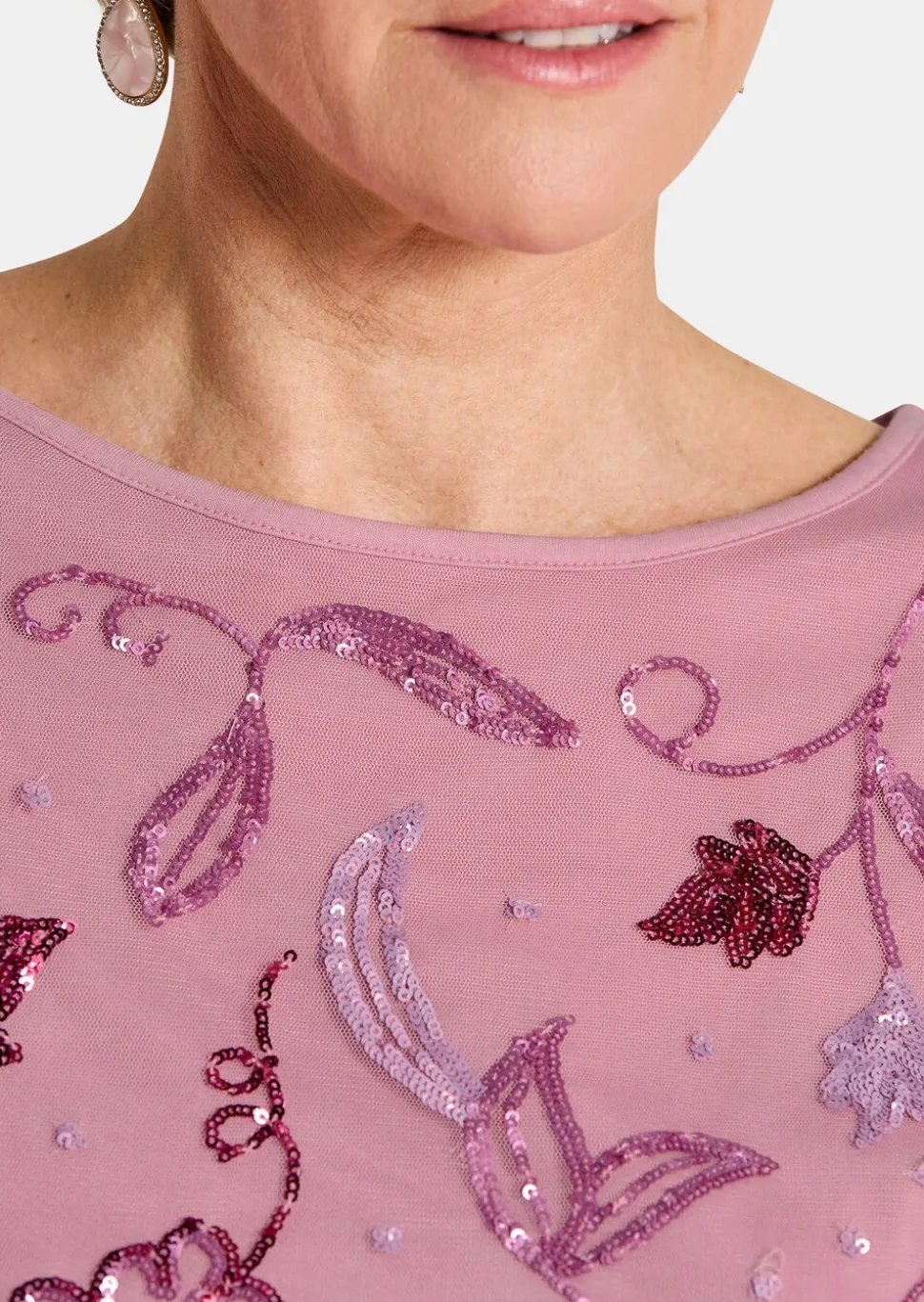 Edles Mesh-Shirt mit Pailletten