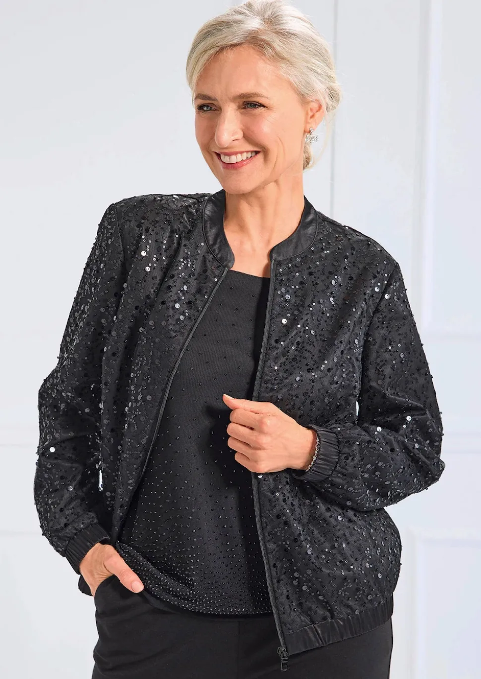Eleganter Blouson mit Perlen und Pailletten