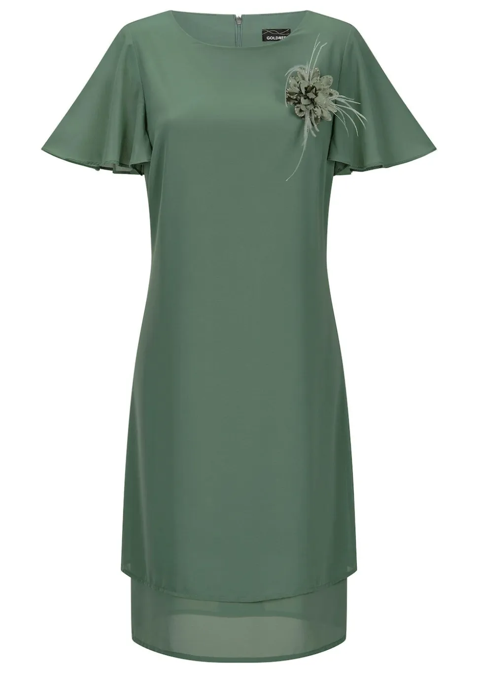Elegantes Chiffon-Kleid mit Brosche