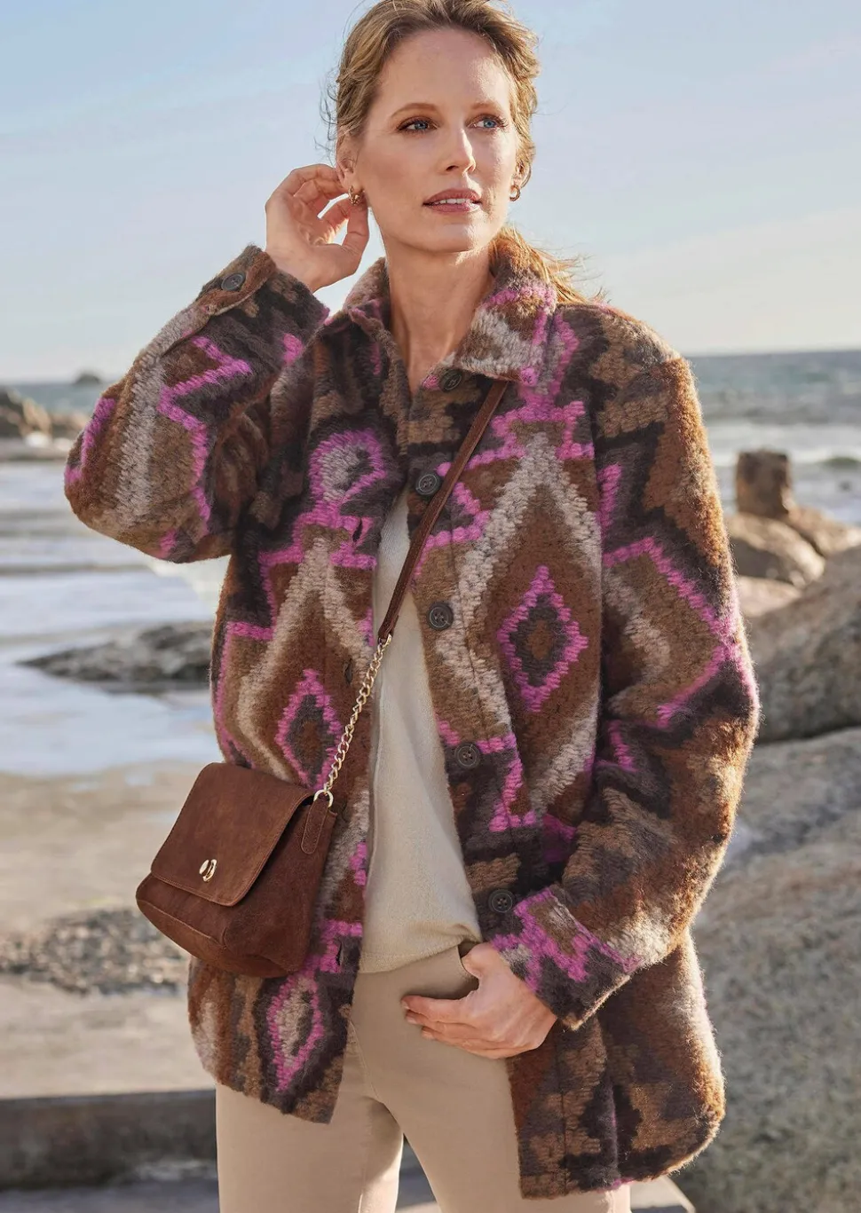 Ethno Hemdjacke mit Wollanteil