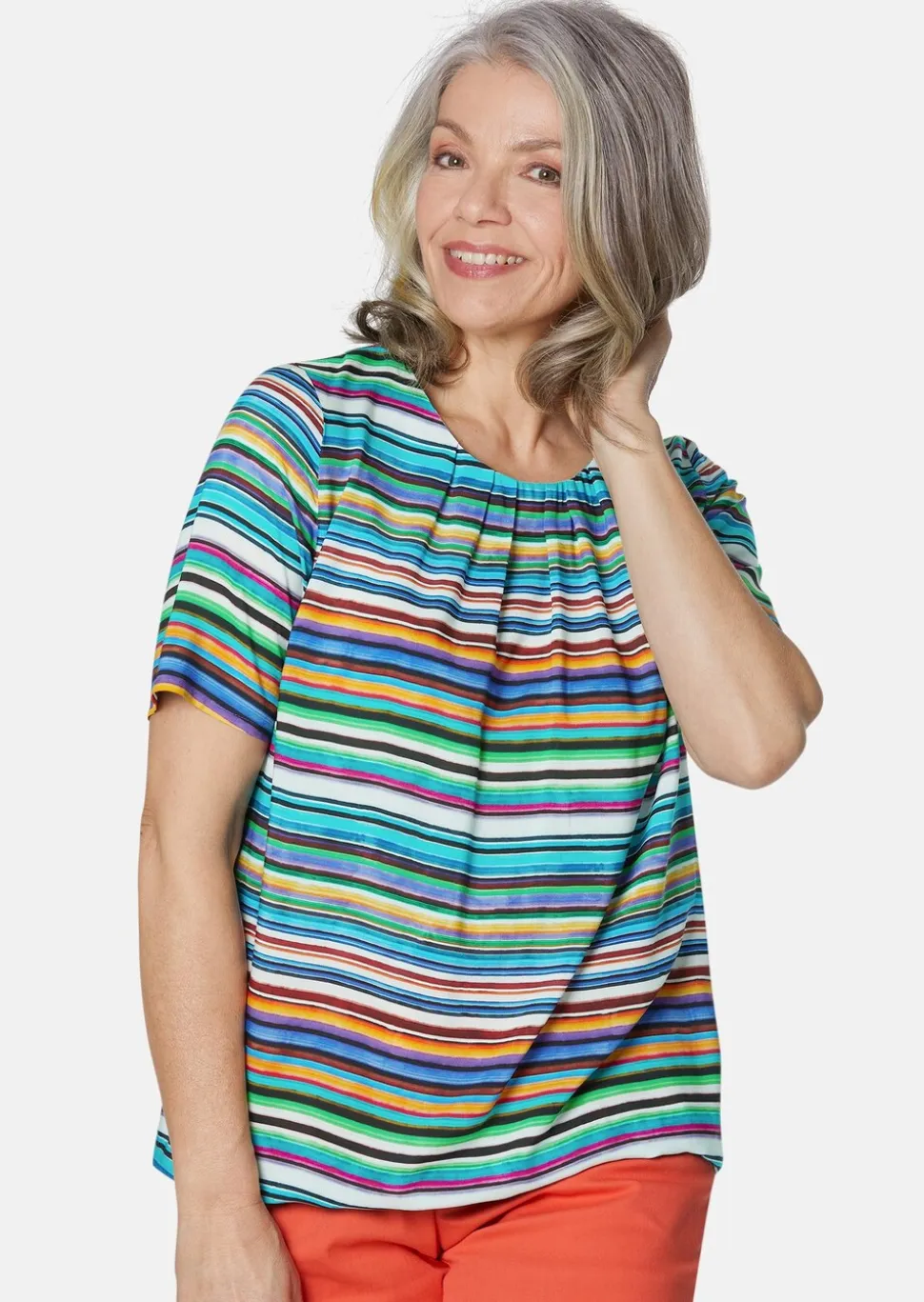 Farbbrillante Druckbluse mit liebevollen Details