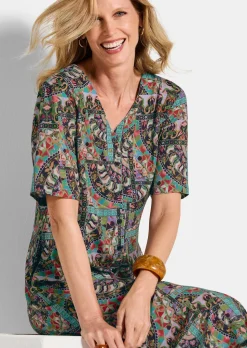 Farbenfrohes Kleid aus reiner Viskose