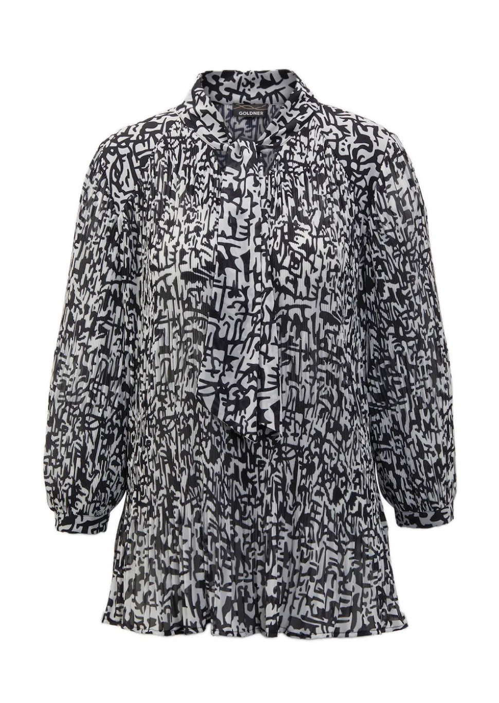 Feinplissee-Bluse mit Schluppe