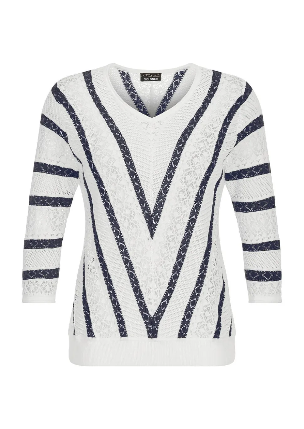 Feinstrickpullover mit maritimen Streifen