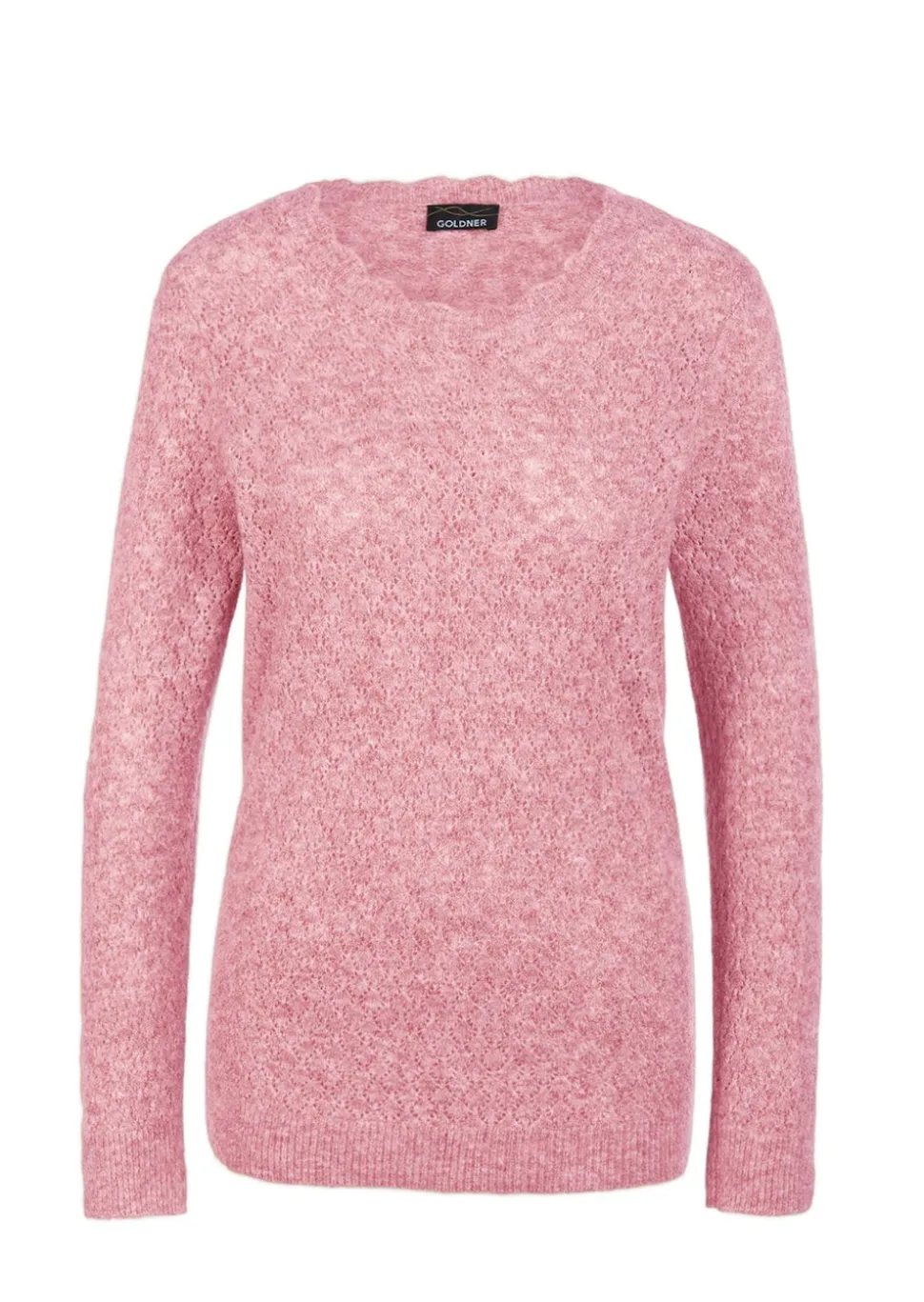 Femininer Ajourpullover aus hochwertigem Melange-Garn
