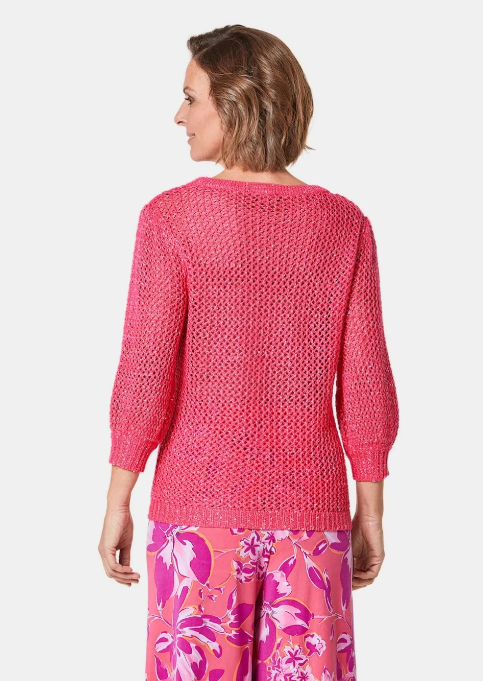 Femininer Pullover in Netzoptik mit Pailletten