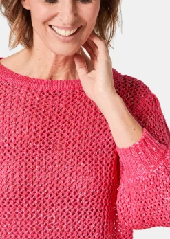 Femininer Pullover in Netzoptik mit Pailletten