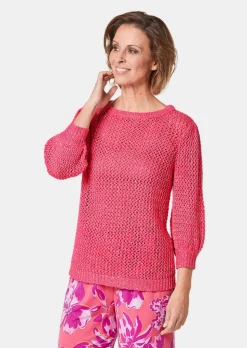 Femininer Pullover in Netzoptik mit Pailletten