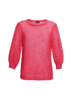 Femininer Pullover in Netzoptik mit Pailletten