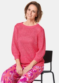 Femininer Pullover in Netzoptik mit Pailletten