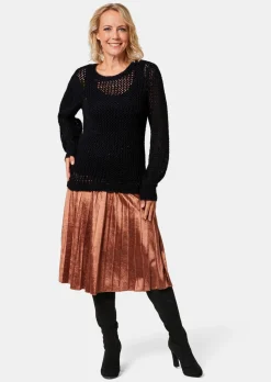 Femininer Pullover in Netzoptik mit Pailletten