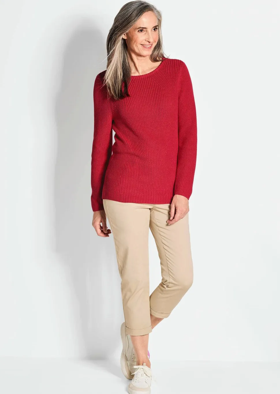 Figurschmeichelnder Pullover aus reiner Baumwolle
