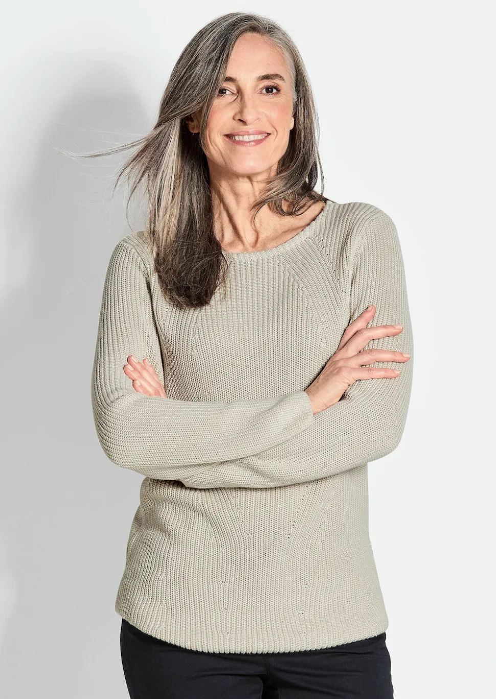 Figurschmeichelnder Pullover aus reiner Baumwolle
