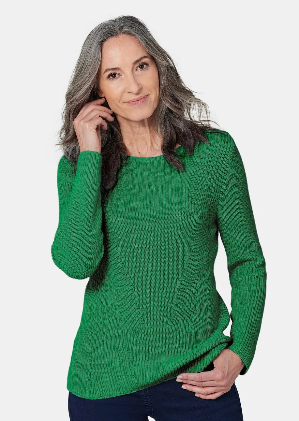 Figurschmeichelnder Pullover aus reiner Baumwolle