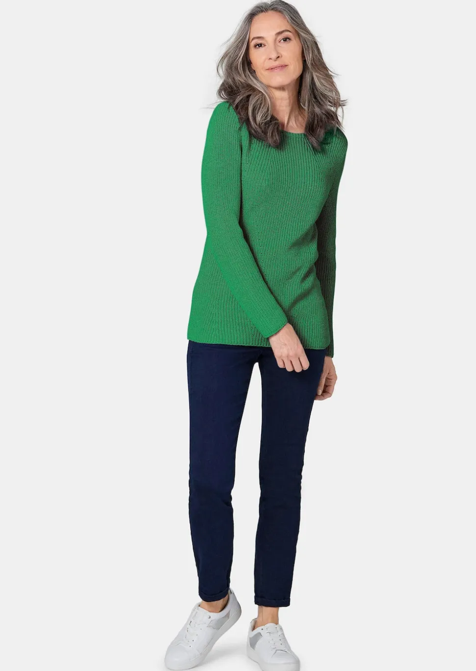 Figurschmeichelnder Pullover aus reiner Baumwolle