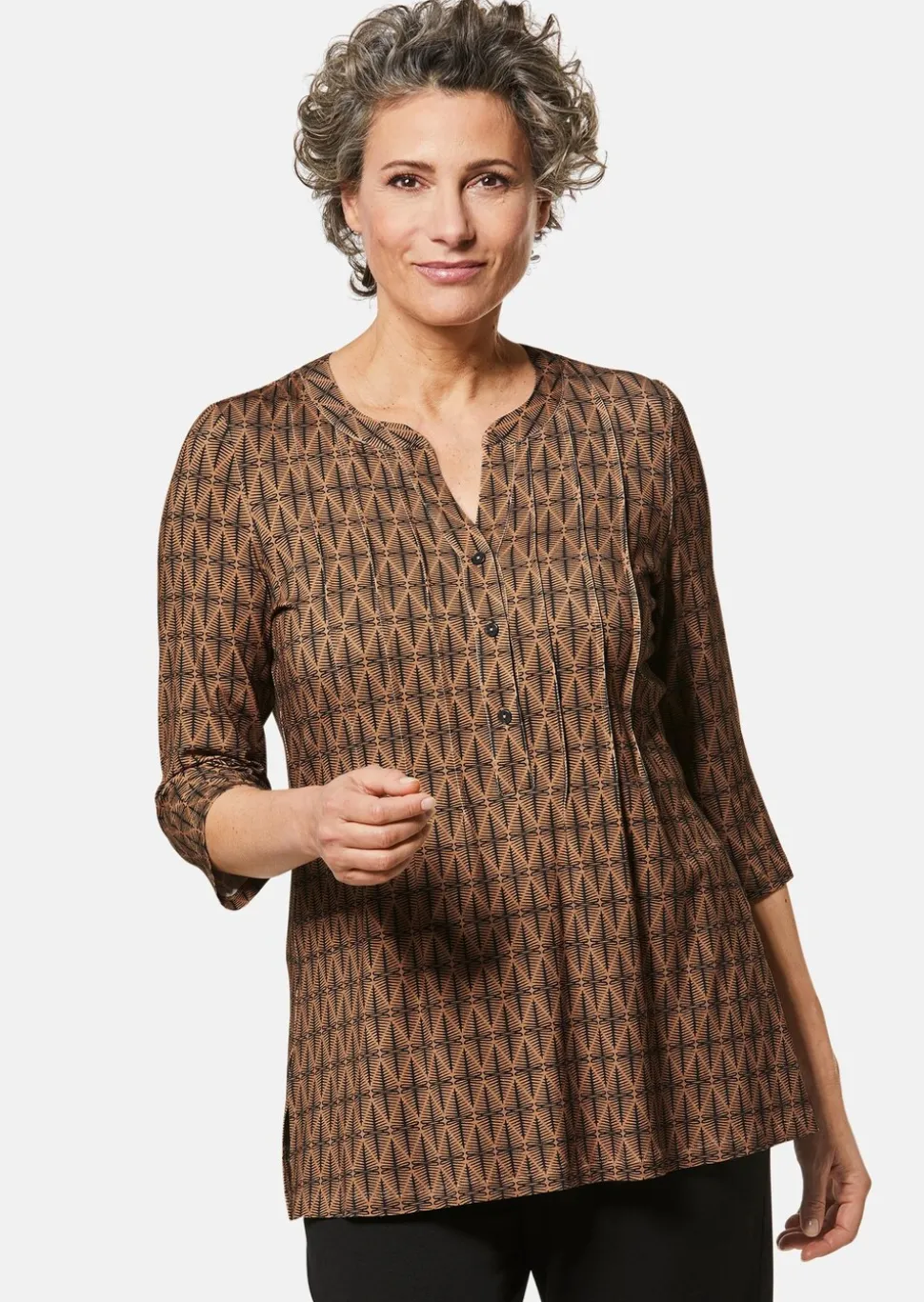 Figurschmeichelndes Drucktunika-Shirt