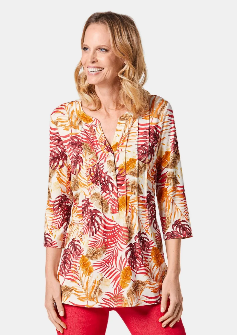 Figurschmeichelndes Drucktunika-Shirt