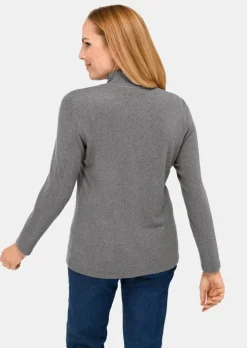 Flauschiges Stehbundshirt mit Reißverschluss und glänzendem, gesticktem Logo