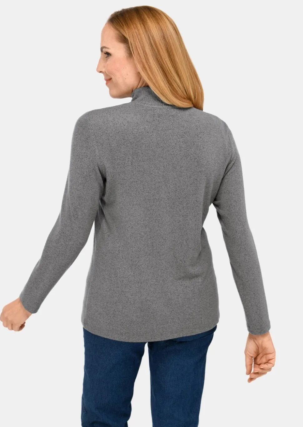 Flauschiges Stehbundshirt mit Reißverschluss und glänzendem, gesticktem Logo