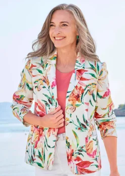 Floraler Blazer aus Waffel-Jersey