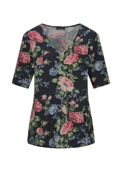 Florales Jersey-Shirt mit Raffungen