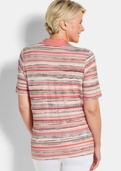 Geringeltes Poloshirt aus Viskose-Jersey