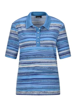 Geringeltes Poloshirt aus Viskose-Jersey