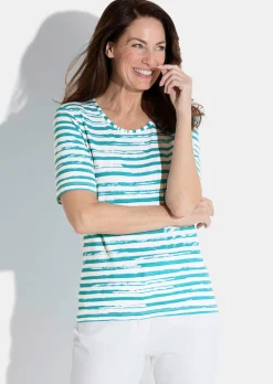 Gestreiftes Shirt aus Viskose-Jersey