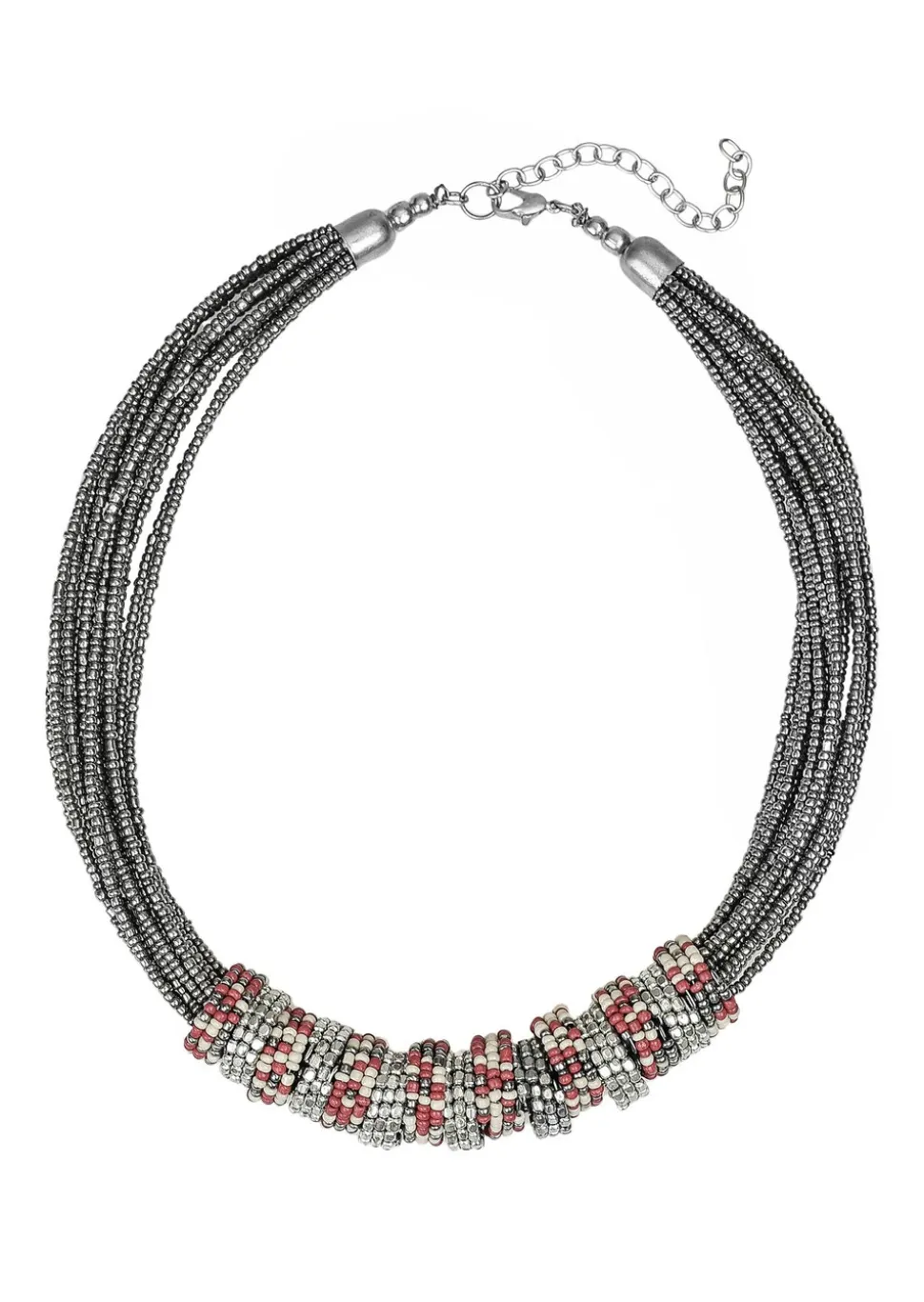 Glasperlenkette im Metallic-Look
