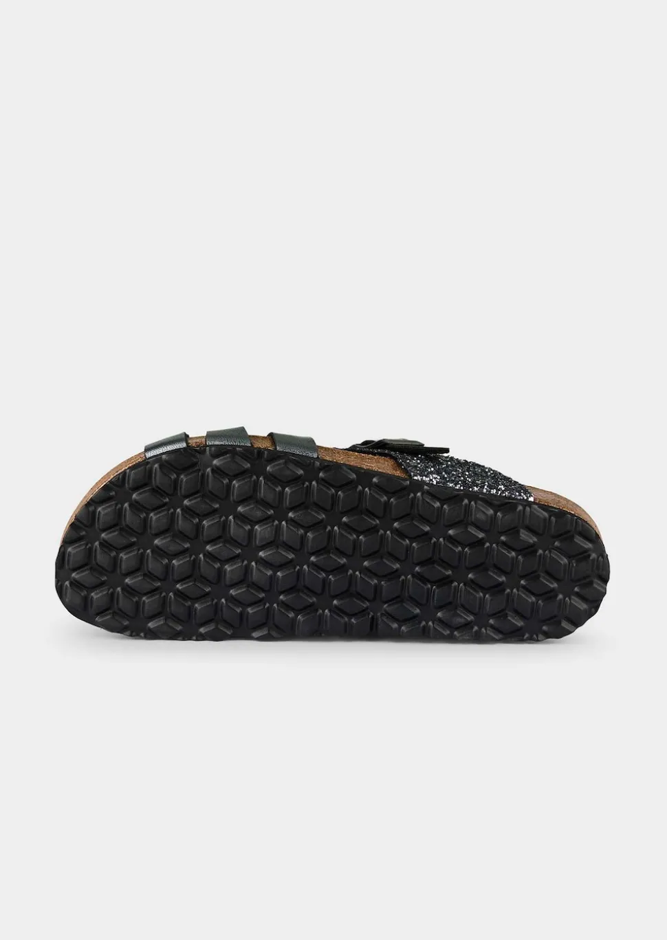 Glitzerpantoletten mit Leder