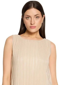 Goldschimmerndes Plisseekleid ohne Ärmel