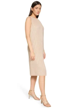 Goldschimmerndes Plisseekleid ohne Ärmel