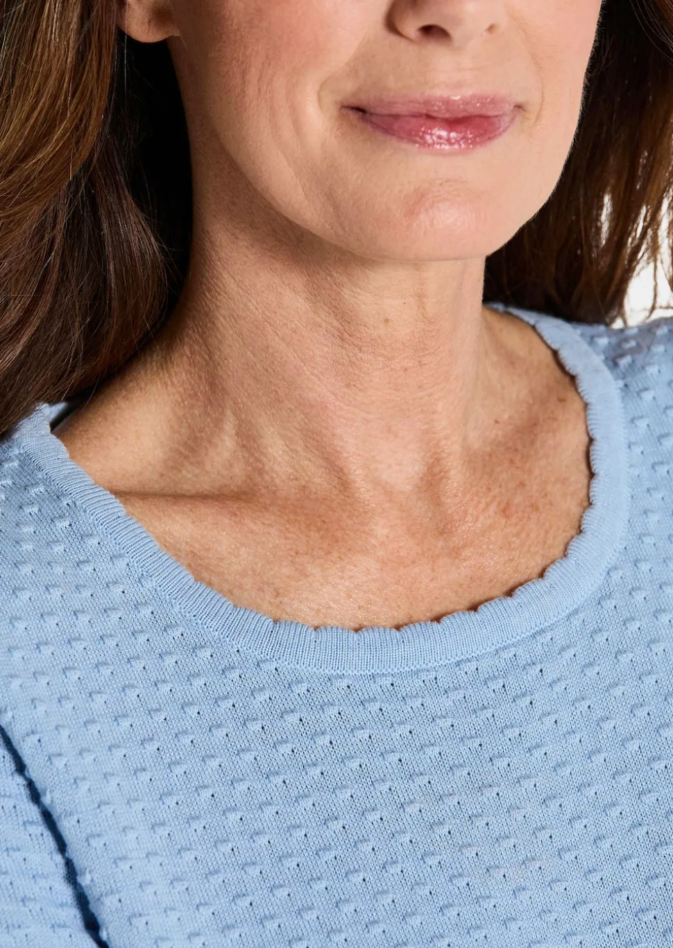 Halbarm-Pullover mit Pünktchenmuster