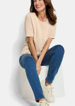 Halbarm-Pullover mit Pünktchenmuster