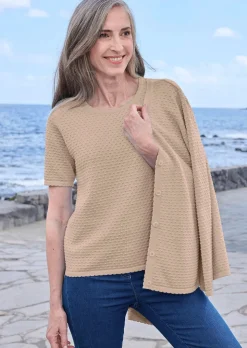 Halbarm-Pullover mit Pünktchenmuster