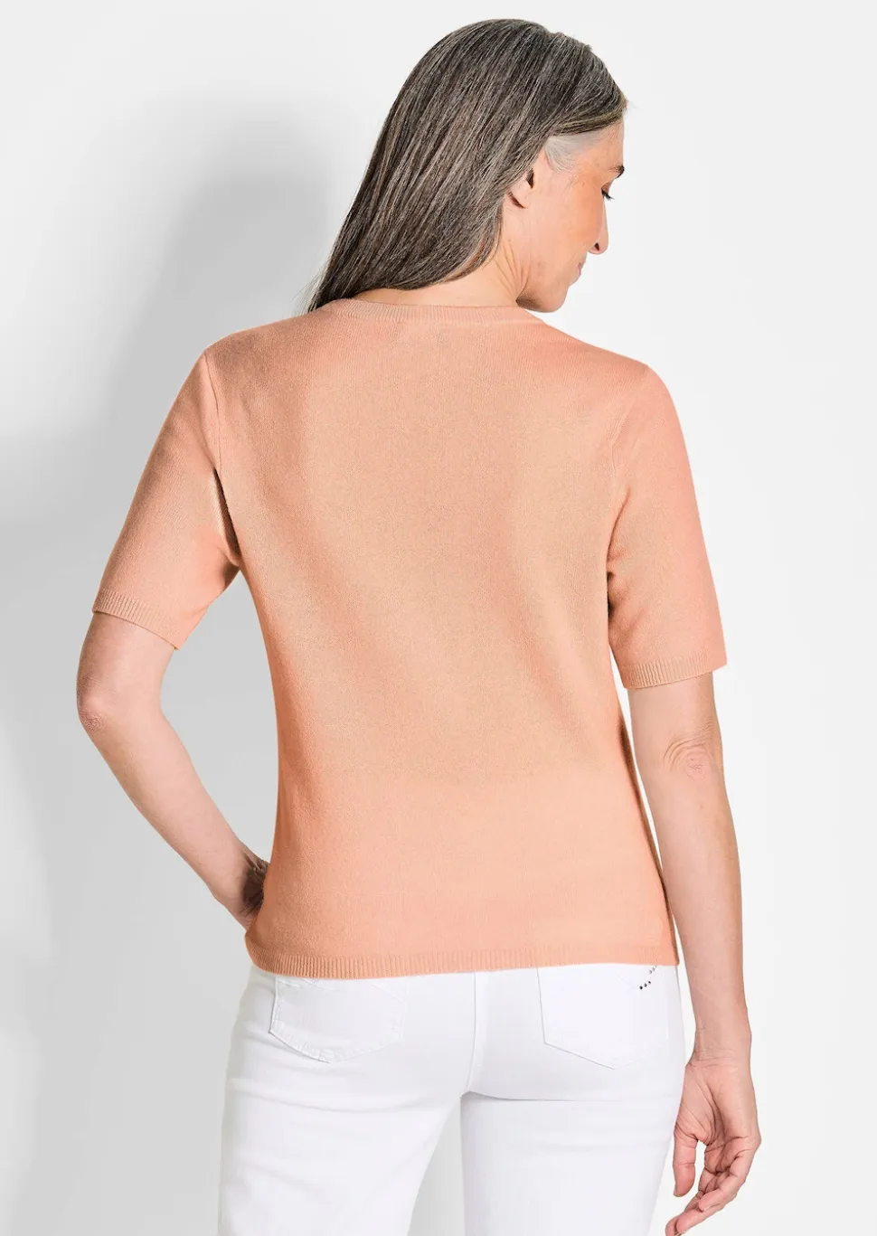 Halbarmpullover mit Rundhals aus Kaschmir