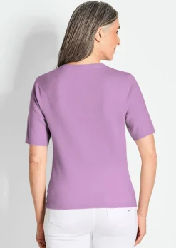 Halbarmpullover mit Rundhals aus Kaschmir