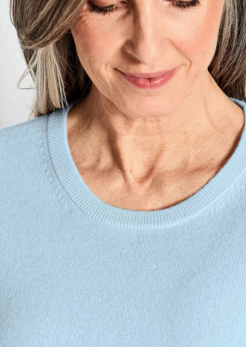 Halbarmpullover mit Rundhals aus Kaschmir