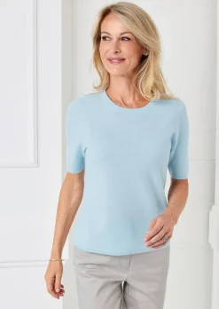 Halbarmpullover mit Rundhals aus Kaschmir