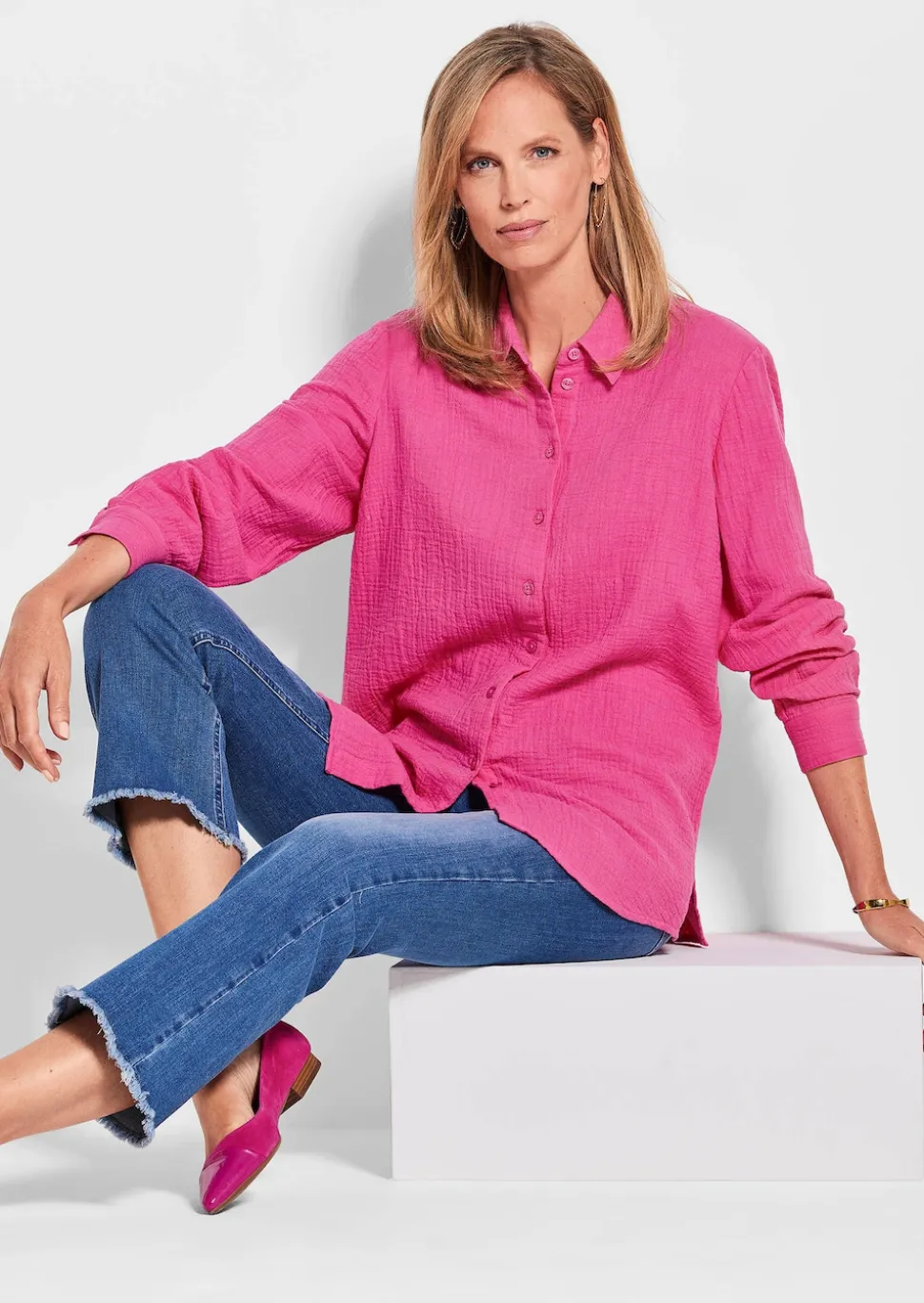 Hemdbluse aus Baumwoll-Musselin