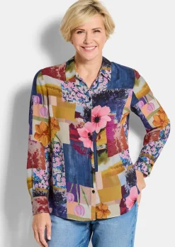 Hemdbluse aus Viskose im Mustermix