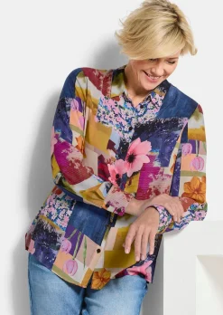 Hemdbluse aus Viskose im Mustermix