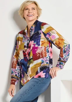 Hemdbluse aus Viskose im Mustermix