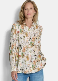 Hemdbluse aus Viskose mit Blumenmuster