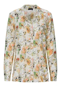 Hemdbluse aus Viskose mit Blumenmuster