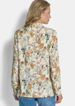 Hemdbluse aus Viskose mit Blumenmuster